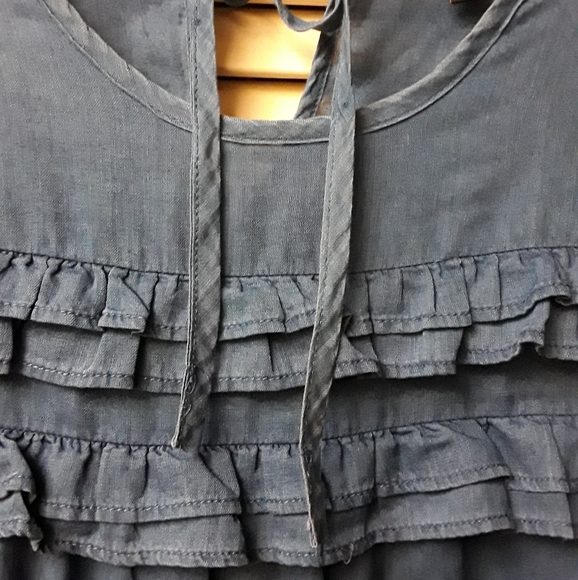 J Crew Ruffle Chambray Tiered Peasant Top BluBoho - Picture 10 of 12